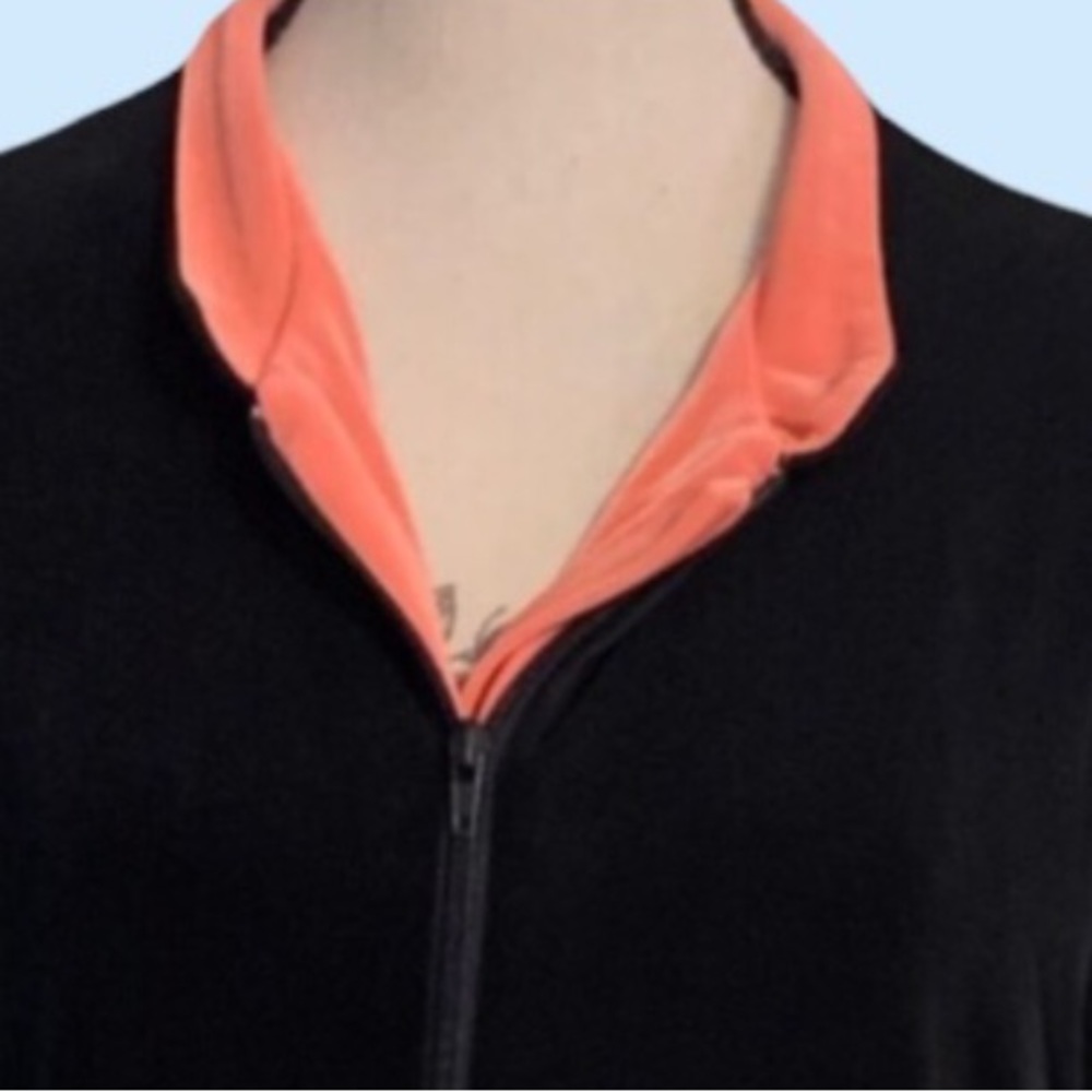 Citi Knit Black Wrinkle Resistant Zip Up Coral Accent Plus Jacket - Picture 5 of 12